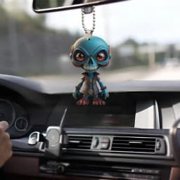 Flat Automotive Rearview Mirror Pendant 2D Acrylic Alien Car Ornament Auto Rearview Mirror Pendant Car Accessories Funny Gifts