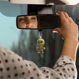 Flat Automotive Rearview Mirror Pendant 2D Acrylic Alien Car Ornament Auto Rearview Mirror Pendant Car Accessories Funny Gifts