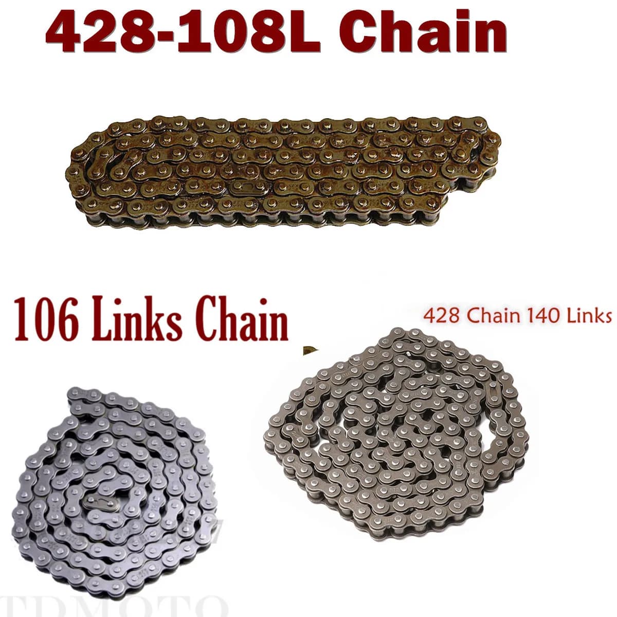 428 -106/108L/140 Chain For 70 90 110cc 125cc 140cc 150cc 250cc Taotao SSR Coolster Pit Bike Quad ATV