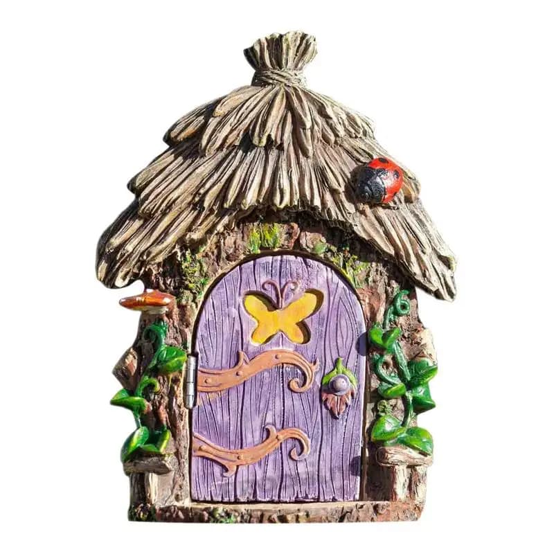 Fairy Garden House Wooden Mini Fairy Window Door Decoration Tree House Accessories For Garden Porch Patio Wall Porch Fence Tree