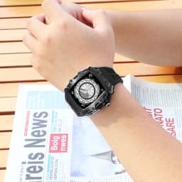 Luxury Modification Kit for Apple Watch Band 44mm 45mm Metal Zinc Alloy Case Cover Silicone Strap for IWatch Series 9 8 7 6 5 SE