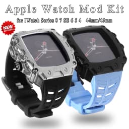 Luxury Modification Kit for Apple Watch Band 44mm 45mm Metal Zinc Alloy Case Cover Silicone Strap for IWatch Series 9 8 7 6 5 SE