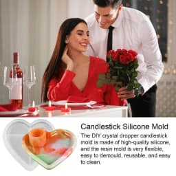 Resin Candle Holder Mold Candle Stand Mold Easy Release Heart/Round Shape Casting Molds For DIY Candlesticks Trays Home
