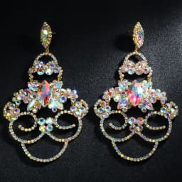 Stonefans New Hollow Exaggerate Flower Earrings Prom Wedding Decoration Fashion Women Rhinestone Dangle Earrings Accessories