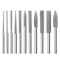 11Pcs Diamond Grinding Burr Needle Point Engraving Carving Polishing For Glass Stone 1/8" Shank 3mm Drill Bit Rotary Tool Set