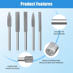 11Pcs Diamond Grinding Burr Needle Point Engraving Carving Polishing For Glass Stone 1/8" Shank 3mm Drill Bit Rotary Tool Set
