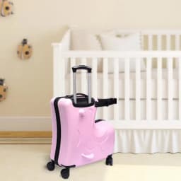 20" Pink / Blue Spinner Luggage Kids Ride-On Roll Suitcase Luggage Bags Wheeled Trolley Luggage Waterproof