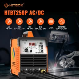 AC/DC TIG Welder HITBOX HBT250P HF TIG MMA ARC Stick Pulse Argon 2T/4T IGBT Inverter Aluminum Welding Machine EU Plug