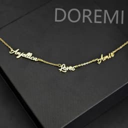 DOREMI Personalised Stainless Steel Customized Name Necklace Personalized Multiname Pendant Name Plate Choker Gold Necklace