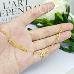 DOREMI Personalised Stainless Steel Customized Name Necklace Personalized Multiname Pendant Name Plate Choker Gold Necklace