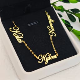 DOREMI Personalised Stainless Steel Customized Name Necklace Personalized Multiname Pendant Name Plate Choker Gold Necklace