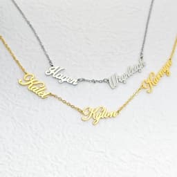 DOREMI Personalised Stainless Steel Customized Name Necklace Personalized Multiname Pendant Name Plate Choker Gold Necklace