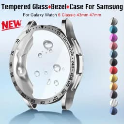 Tempered Glass+Bezel+Case For Samsung Galaxy Watch 6 Classic 43mm 47mm Cover TPU Bumper All-Around Protector Clear Screen Bezels