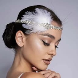 Stonefans Feather Geometry Choker Necklace Sexy Rhinestone Flapper headpiece. Great Gatsby White Headband Forehead Jewelry 1920s
