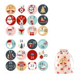 Advent Calendar Stickers Santa Claus Snowman Elk Gingerbread Christmas Label Stickers 24 Days Number Sticker 10 Sheets Merry