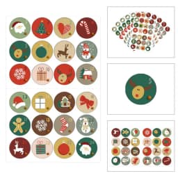 Advent Calendar Stickers Santa Claus Snowman Elk Gingerbread Christmas Label Stickers 24 Days Number Sticker 10 Sheets Merry