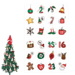 Advent Calendar Stickers Santa Claus Snowman Elk Gingerbread Christmas Label Stickers 24 Days Number Sticker 10 Sheets Merry