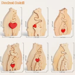 Personalized Custom Bear Family Wooden Puzzle DIY Free Engraving Name Sculpture Home DeskDecor Figurines Christmas Birthday Gift
