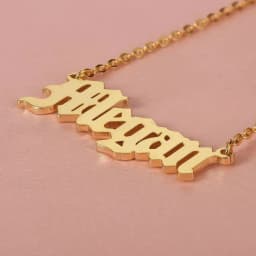 Customized Necklace Old English Font Engraved Nameplate Pendant Personalized Custom 14K Gold Plated Name Necklace Goth Styles