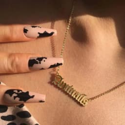 Customized Necklace Old English Font Engraved Nameplate Pendant Personalized Custom 14K Gold Plated Name Necklace Goth Styles