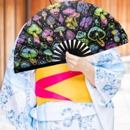 Portable Folding Fans Oxford Fabric Fluorescent Folding Fan Cute Collapsible Fans For Dances Stage Performances Colorful Folding