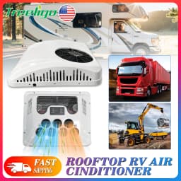 Treeligo 12V Heat&Cool Roof Air Conditioner Electric Cool RV Rooftop Parking AC Unit for Truck Camper Van Caravans Motor Home