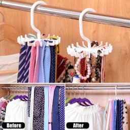 Twirl Tie Rack Rotating Scarf Hanger Holder 360 Rotating Belt Scarf Hanger Hook for Cupboard Storage Ties Belts Holder Hook