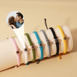 Custom Photo Projection Bracelet Adjustable Woven Titanium Steel Pendant DIY Picture Bracelet Jewelry Valentine's Day Gift
