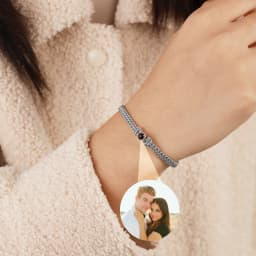 Custom Photo Projection Bracelet Adjustable Woven Titanium Steel Pendant DIY Picture Bracelet Jewelry Valentine's Day Gift