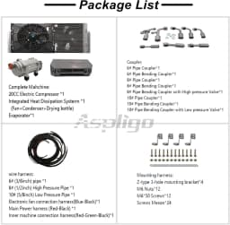 Aspligo Car Electric Air Conditioner 12v 24v Heat and Cool Universal Truck Bus Camper Van Compressor Underdash Air Conditioning