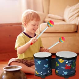 Kids Bongo Drums Cute Hand Drum Musical Toy Hand Drum Hand-Crafted Drum With 2 Colorful Drumsticks Musical Instruments For Kids