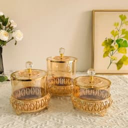 Luxury Style Gold Crystal Glass with Lid Decorative Storage Jar American European Coffee Table Candy Jar Decorative Ornaments