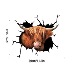 Farm Animal Stickers 3D Simulation Highland Cow Stickers Funny Reusable Cow Print Room Decor For Trucks Windows Bathrooms Cars