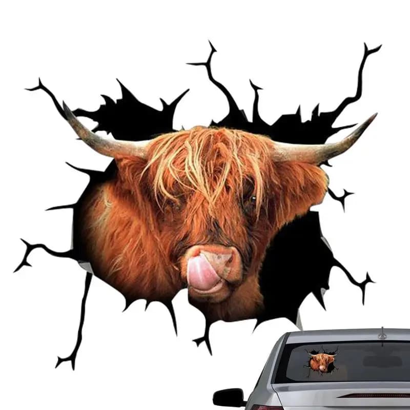 Farm Animal Stickers 3D Simulation Highland Cow Stickers Funny Reusable Cow Print Room Decor For Trucks Windows Bathrooms Cars