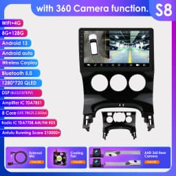 Hizpo Autoradio Car Radio for Peugeot 3008 2009-2015 2din Android 13 Multimedia Video Player Stereo GPS Carplay Touch Screen RDS