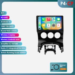 Hizpo Autoradio Car Radio for Peugeot 3008 2009-2015 2din Android 13 Multimedia Video Player Stereo GPS Carplay Touch Screen RDS