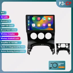 Hizpo Autoradio Car Radio for Peugeot 3008 2009-2015 2din Android 13 Multimedia Video Player Stereo GPS Carplay Touch Screen RDS