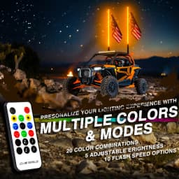 2PCS 4FT Remote Control Spiral LED Whip Lights Lighted Antenna Whips for ATV Polaris RZR 4x4 Vehicles Polaris Offroad Truck