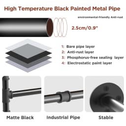 70.8 Inch Industrial Pipe Clothing Rack Wall Mounted Clothes Rail Garment Hanging Bar Rod Display Rack Closet Storage