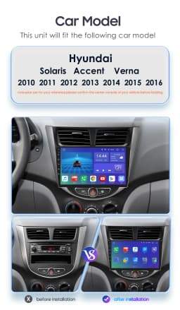 Hizpo Android Auto 2 Din For Hyundai Solaris Verna Accent 1 2010-2016 Car Radio Multimedia Video Player Carplay 4G WIFI GPS 7862