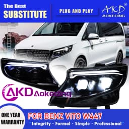 AKD Head Lamp for Benz Vito LED Headlight 2013-2023 Headlights Vito W447 DRL Turn Signal High Beam Angel Eye Projector Lens