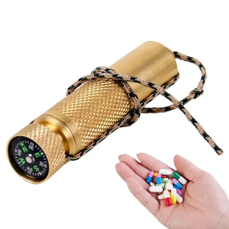 Brass Match Case Keychain Storage Box For Pills Carved Housing Small Match Tube For Toothpicks Fishing Threads Earplugs Spices