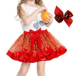 Christmas Skirt Girls Red Holiday Cosplay Costume Christmas Cosplay Dress Printed With Cartoon Elk And Christmas Trees With Hair