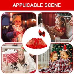 Christmas Skirt Girls Red Holiday Cosplay Costume Christmas Cosplay Dress Printed With Cartoon Elk And Christmas Trees With Hair