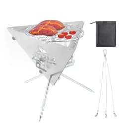 Camping Triangular Brazier Outdoor Hanging Triangular Burning Platform Tripod BBQ Grill Folding Firewood Burner Bonfire Stove