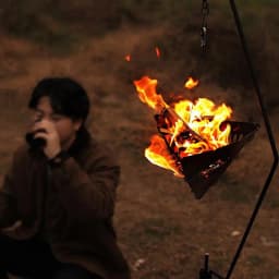 Camping Triangular Brazier Outdoor Hanging Triangular Burning Platform Tripod BBQ Grill Folding Firewood Burner Bonfire Stove