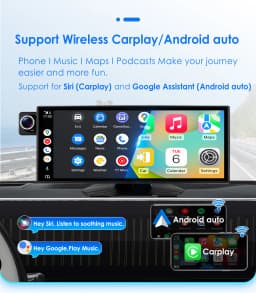 Hizpo Rotatable Adjustable Monitor Universal Car Radio Multimedia Video Player Wireless Carplay Wireless Android Auto FM BT AUX