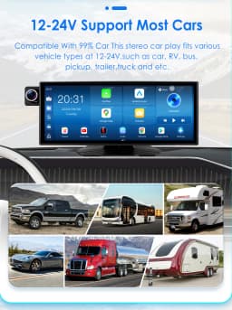Hizpo Rotatable Adjustable Monitor Universal Car Radio Multimedia Video Player Wireless Carplay Wireless Android Auto FM BT AUX