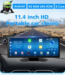 Hizpo Rotatable Adjustable Monitor Universal Car Radio Multimedia Video Player Wireless Carplay Wireless Android Auto FM BT AUX