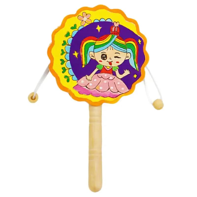 Drum Toy For Kid Flower Shape DIY Rattle Drum Boys & Girls Creative Percussion Instrument Portable Drum Toy For Kindergarten Art